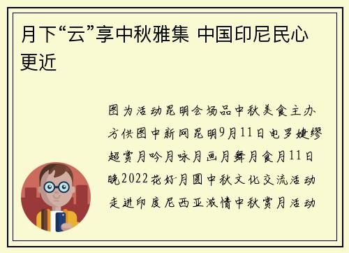 月下“云”享中秋雅集 中国印尼民心更近